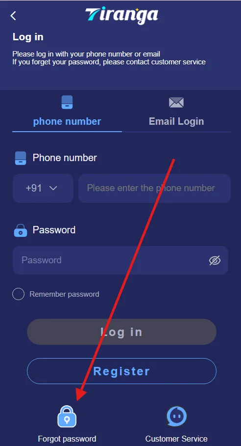 click forgot password button